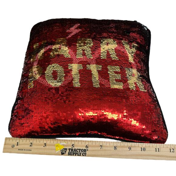 Harry Potter Warner Bros Flip Sequins Reversible Small Pillow 12x12, Black Red - Picture 9 of 11